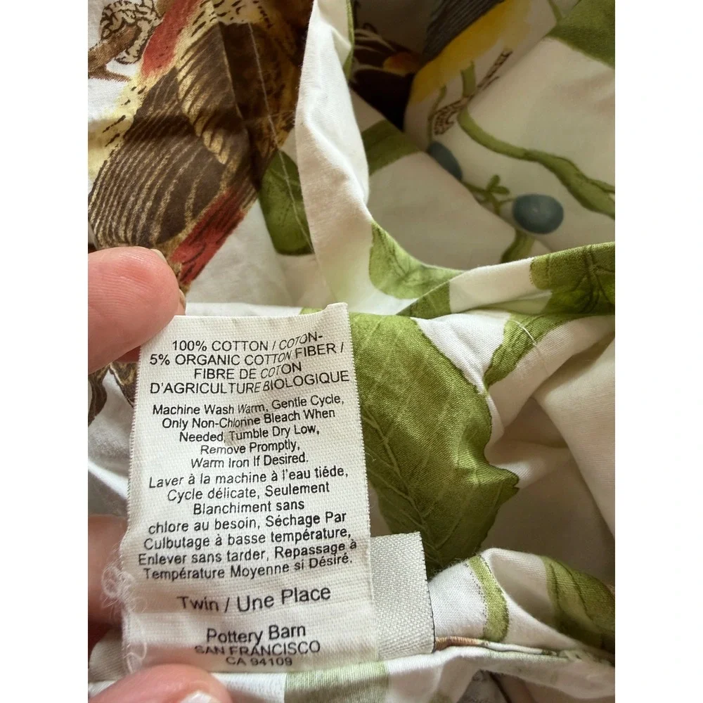 Rare Pottery Barn Vintage Bird Duvet Cover Twin White Ceasarea Sparrow Botanical